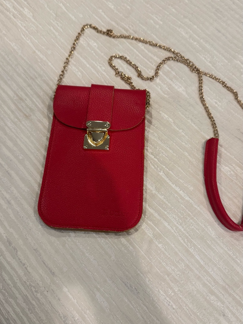 Red Crossbody Mini Phone Bag with Gold Chain